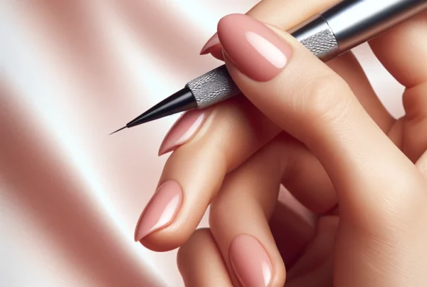 Expert hand skillfully holding a microblading tool, symbolizing precision in eyebrow enhancement